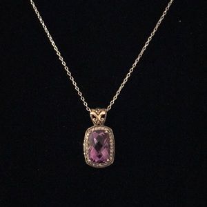 Sterling Silver & 14K Amethyst & Diamond Pendant